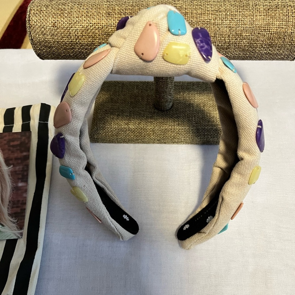 LELE SADOUGHI NWOT AUTHENTIC PASTEL RAINBOW PEBBLE MOSAIC KNOTTED HEADBAND
